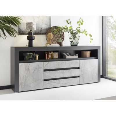 IMV Sideboard Type 51 Stone Höhe 85 cm in Anthrazit Marmor Grau Dekor