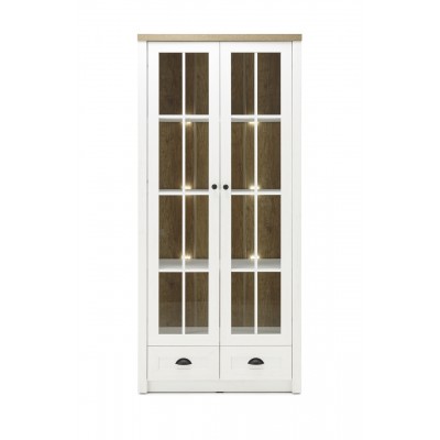 IMV Vitrine Provence Breite 90 cm Dekor in Pinie Weiß Eiche hell