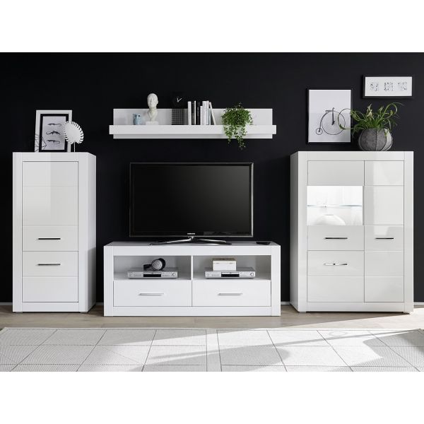 BIANCO Kommode Typ 40 Front MDF Hochglanz /Korpus Weiß NB 65/142/35 cm
