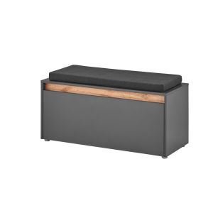 CITY Schuhbank mit Sitzkissen  Front/Korpus in Anthrazit Applikation Wotan Eiche Dekor Maße 100/50(45)/40 cm