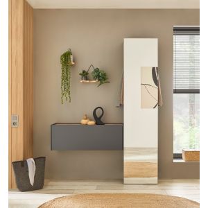 CITY  Garderobe  G1  Front/Korpus in Anthrazit Applikation Wotan Eiche Dekor 2 teilig