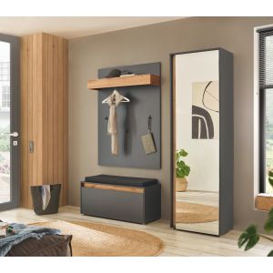 CITY Garderobe G2  Front/Korpus in Anthrazit Applikation Wotan Eiche Dekor 3 teilig