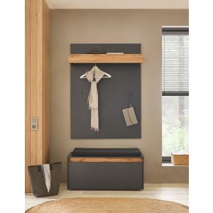 CITY Garderobe G3 Front/Korpus in Anthrazit Applikation Wotan Eiche Dekor 2 teilig