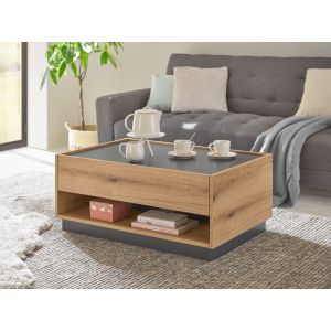 CITY Couchtisch 61 Maße 90/38/60 cm Front/Korpus Evoke Eiche Dekor/Applikation Anthrazit