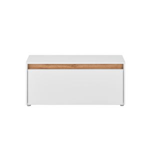 CITY Schuhbank ohne Sitzkissen Front/Korpus in Weiss Applikation Wotan Eiche Dekor Maße 100/45/40 cm