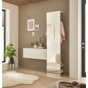 CITY  Garderobe  G1 Front/Korpus in Weiss Applikation Wotan Eiche Dekor 2 teilig