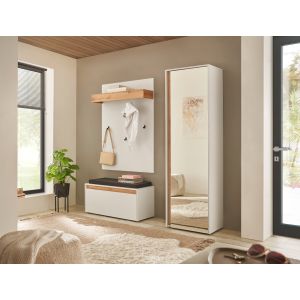 CITY Garderobe G2  Front/Korpus in Weiss  Applikation Wotan Eiche Dekor 3 teilig