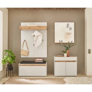 CITY Garderobe G5 Front/Korpus in weiß Applikation Wotan Eiche Dekor 4 teilig