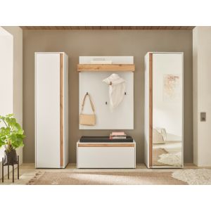CITY Garderobe G 6 Front/Korpus in weiß Applikation Wotan Eiche Dekor 4 teilig