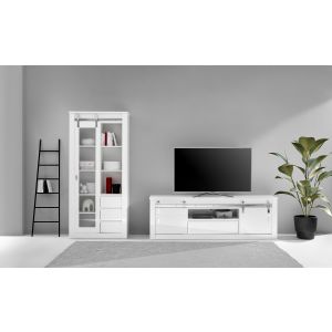 DAYTONA W7 Wohnkombi 2 teilig Front Hochglanz weiss /Korpus weiss