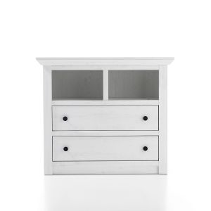 Kommode WESTERLAND mit 2 Schubladen Breite 105 cm Dekor Pinie Weiß -1