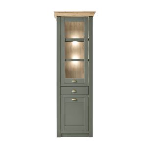 CAMBRIDGE Vitrine Type 23 Front/Korpus Grün Applikation Wotan Eiche Dekor Maße 68/207/45 cm