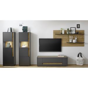  City Wohnwand 18 Anthrazit Wotan Eiche Dekor -1