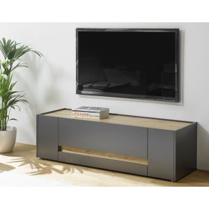 CITY Lowboard 30 Maße 140/40/45 cm Front/Korpus Anthrazit Applikation Wotan Eiche Dekor