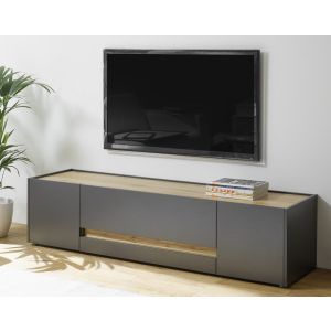 CITY Lowboard 31 Front und Korpus Anthrazit Applikation Wotan Eiche Dekor Maße 170/40/45 cm