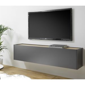 CITY Lowboard hängend 46 Maße 150/35/30 cm  Front/Korpus Anthrazit Applikation Wotan Eiche Dekor