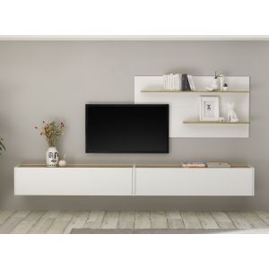 CITY  Wohnwand  11 Korpus/Front Weiss /Applikation Wotan Eiche Dekor 3 teilig