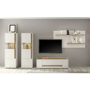 IMV City Wohnwand 18 Weiss Wotan Eiche Dekor -1