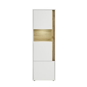 CITY Vitrine 27 Maße 50/155/40 cm Front/Korpus weiß Applikation Wotan Eiche Dekor