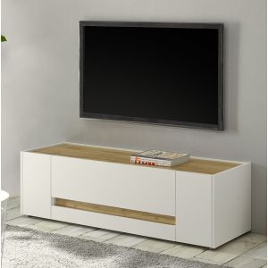 CITY Lowboard  Type 30 Maße 140/40/45 cm Front/Korpus Weiss  Applikation Wotan Eiche Dekor