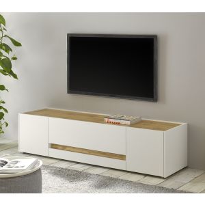 CITY Lowboard  Type 31 Maße 170/40/45 cm Front/Korpus Weiss Applikation Wotan Eiche Dekor
