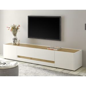 CITY Lowboard  Type 33  Maße 220/40/45 cm Korpus/Front Weiss /Applikation Wotan Eiche Dekor