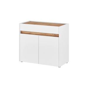 CITY Kommode 53 Front/Korpus weiß Applikation Wotan Eiche Dekor Maße 80/70/40 cm