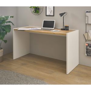 CITY HOME OFFICE Schreibtisch 06 143/76/62 cm Front/Korpus Weiß Applikation Wotan Eiche Dekor