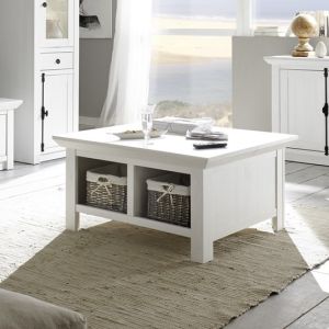 WESTERLAND  Couchtisch  61 mit geteilter Platte  Pinie weiß NB Maße 93/50/93 cm
