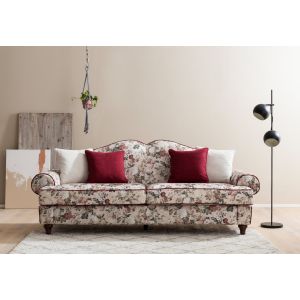 LUIZA Couch im Landhausstil 3,5-Sitzer Blumenmuster