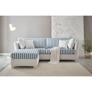 WESTERLAND Couch 3 Sitzer 240 cm  + HOCKER  80 cm moderner Landhausstil im maritimen Look 