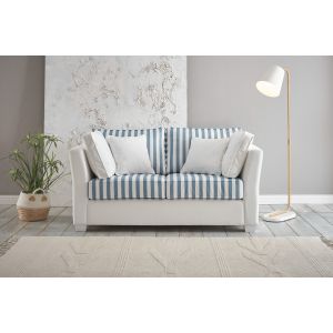 WESTERLAND Couch 2-Sitzer Breite 160 cm im Ladhausstil maritimer Look in Blau Weiß gestreift
