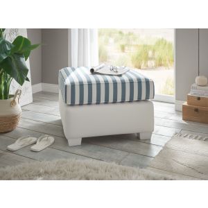 WESTERLAND Hocker 65 cm  im modernen Landhausstil maritimer Look Blau Weiß gestreift
