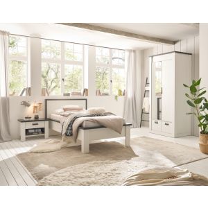 SHERWOOD  Schlafzimmer SB Bettgestell LF 90 x 200 cm ,Kleiderschrank und Kommode  3 teilig