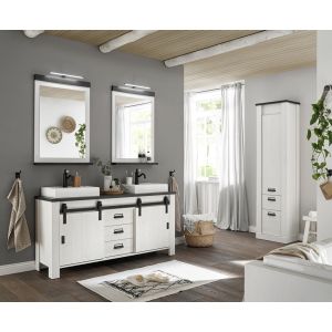 Sherwood Badezimmer Set 4- (Kombination) Pinie Weiss Dekor Anthrazit