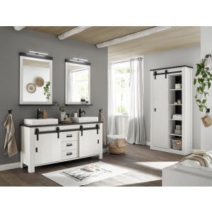 Sherwood Badezimmer Set 6- (Kombination) Pinie Weiss Dekor