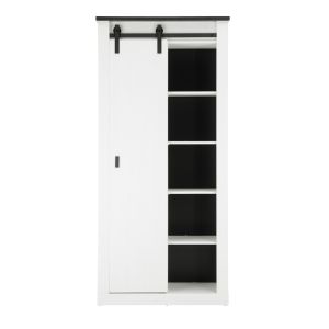 SHERWOOD Schrank 14 in Pinie Weiss Dekor Anthrazit 93/201/38 cm