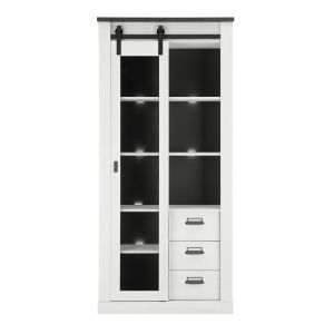 SHERWOOD Vitrine Type 24  in Pinie Weiß Dekor Anthrazit Maße 93 cm x 201 cm x 38 cm