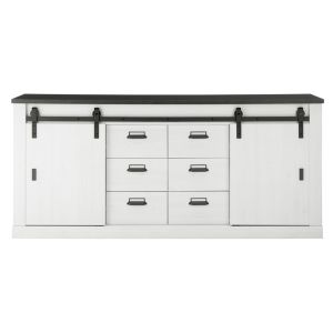 SHERWOOD Sideboard 55  in Pinie Weiß Dekor Anthrazit 201/91/43 cm