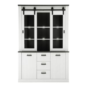 SHERWOOD Buffetschrank Type 57 in Pinie Weiss Dekor Anthrazit Maße 133 cm x 201 cm x 31/38 cm
