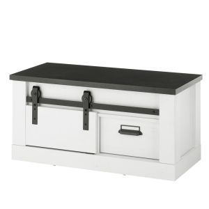 SHERWOOD Garderobenbank 75  in Pinie Weiss Dekor Anthrazit 93/46/43 cm