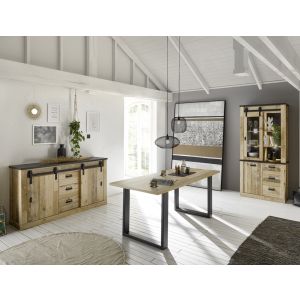 SHERWOOD Esszimmer Set 1  in Old Style hell Dekor Anthrazit 3 teilig