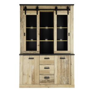 SHERWOOD Buffetschrank Type 57 in Old Style hell Dekor Anthrazit Maße 133 cm x 201 cm x 31/38 cm
