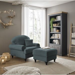 CARMEN Sessel Breite 110 cm + Hocker Breite 65 cm romantischer Landhausstil