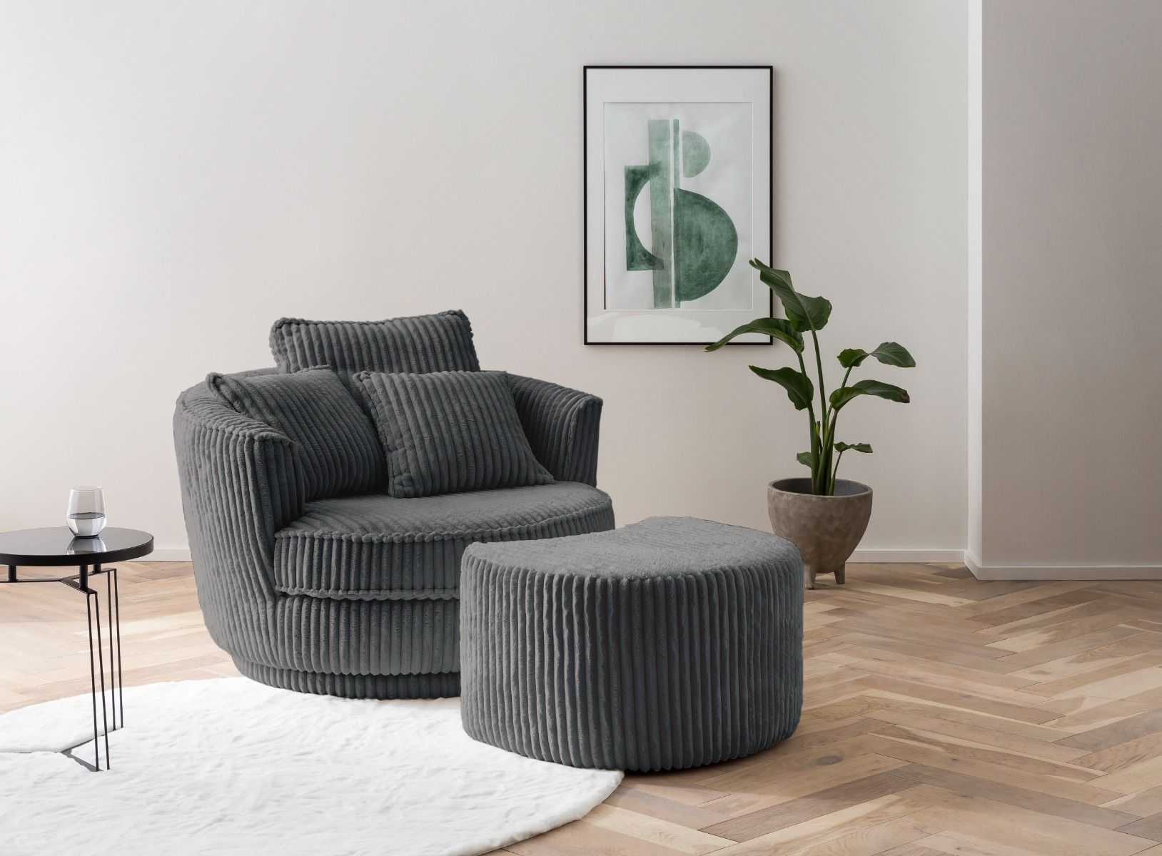 XXL Sessel mit Drehfunktion+Hocker