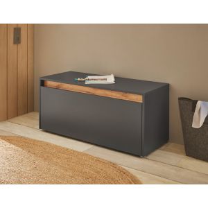 CITY Schuhbank ohne Sitzkissen Front/Korpus in Anthrazit Applikation Wotan Eiche Dekor Maße 100/45/40 cm