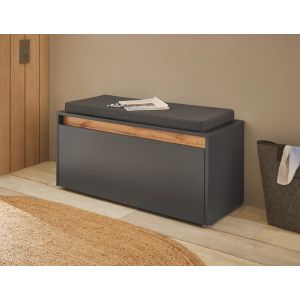 CITY Schuhbank mit Sitzkissen  Front/Korpus in Anthrazit Applikation Wotan Eiche Dekor Maße 100/50(45)/40 cm