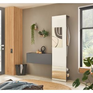 CITY  Garderobe  G1  Front/Korpus in Anthrazit Applikation Wotan Eiche Dekor 2 teilig