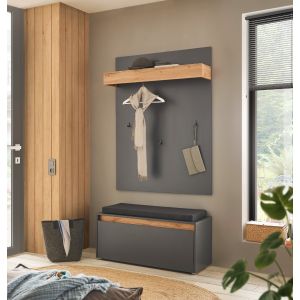 CITY Garderobe G3 Front/Korpus in Anthrazit Applikation Wotan Eiche Dekor 2 teilig