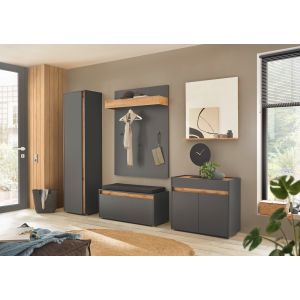 CITY Garderobe G4 Front/Korpus in Anthrazit Applikation Wotan Eiche Dekor 5 teilig